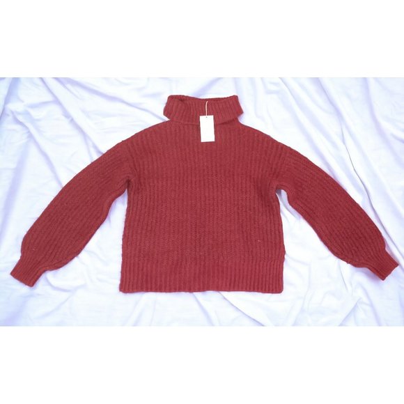 A New Day XS Burgundy  Turtleneck Cable Stitch Sweater - Picture 2 of 16